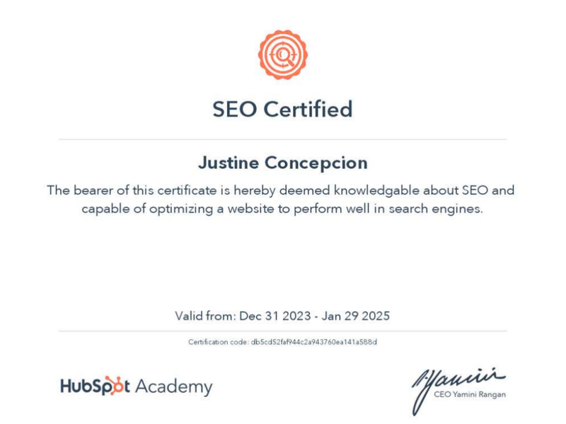 HubSpot SEO Certified