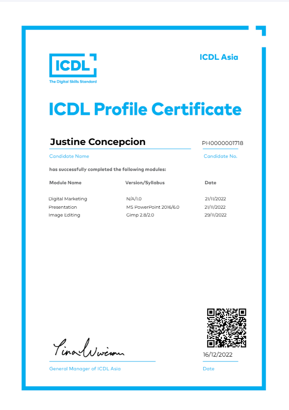 ICDL Profile Certificate