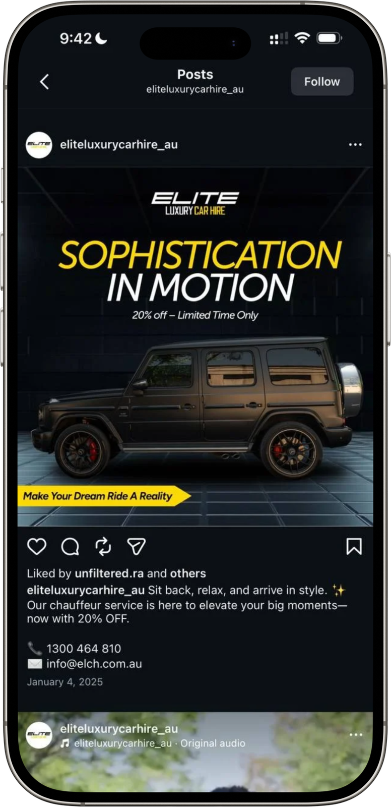 Elite Luxury Car Hire – Instagram content