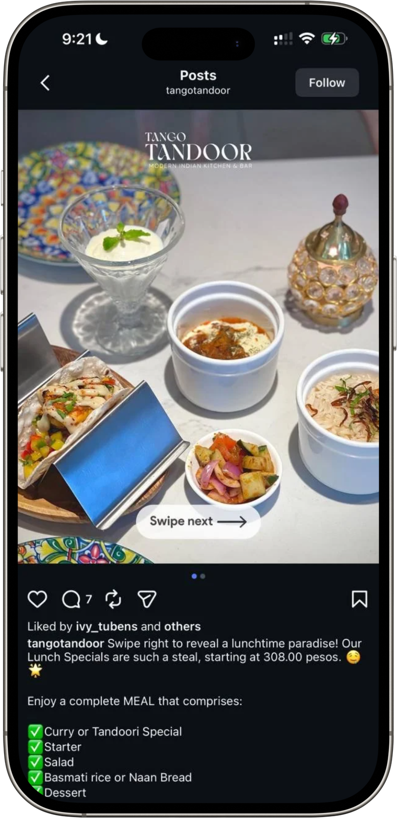 Tango Tandoor – Instagram content